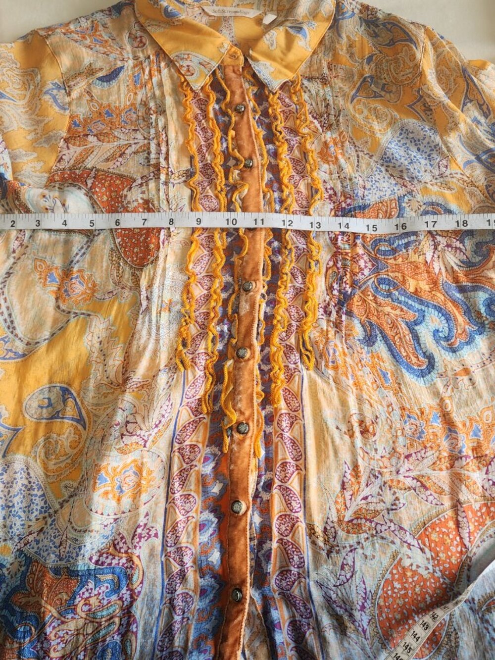 Soft Surroundings Paisley Ruffle Velvet Trim Tunic XL - Picture 10 of 13
